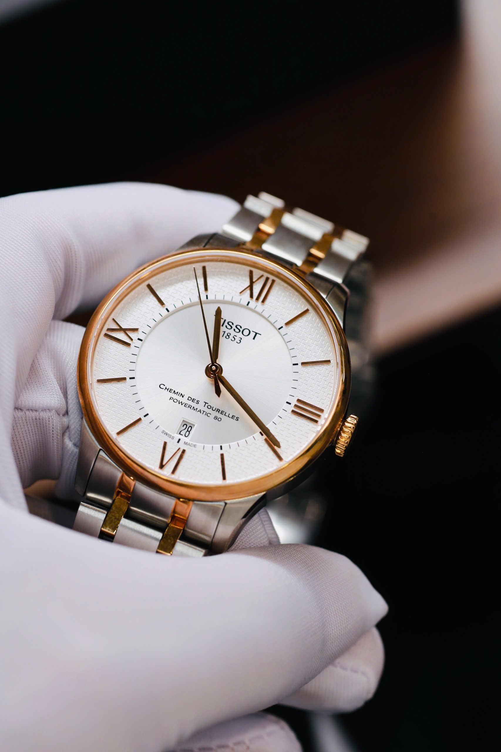 Đồng Hồ Nam Tissot Chemin Des Tourelles Powermatic 80 T099.407.22.038.01 Màu Bạc Vàng Hồng 4