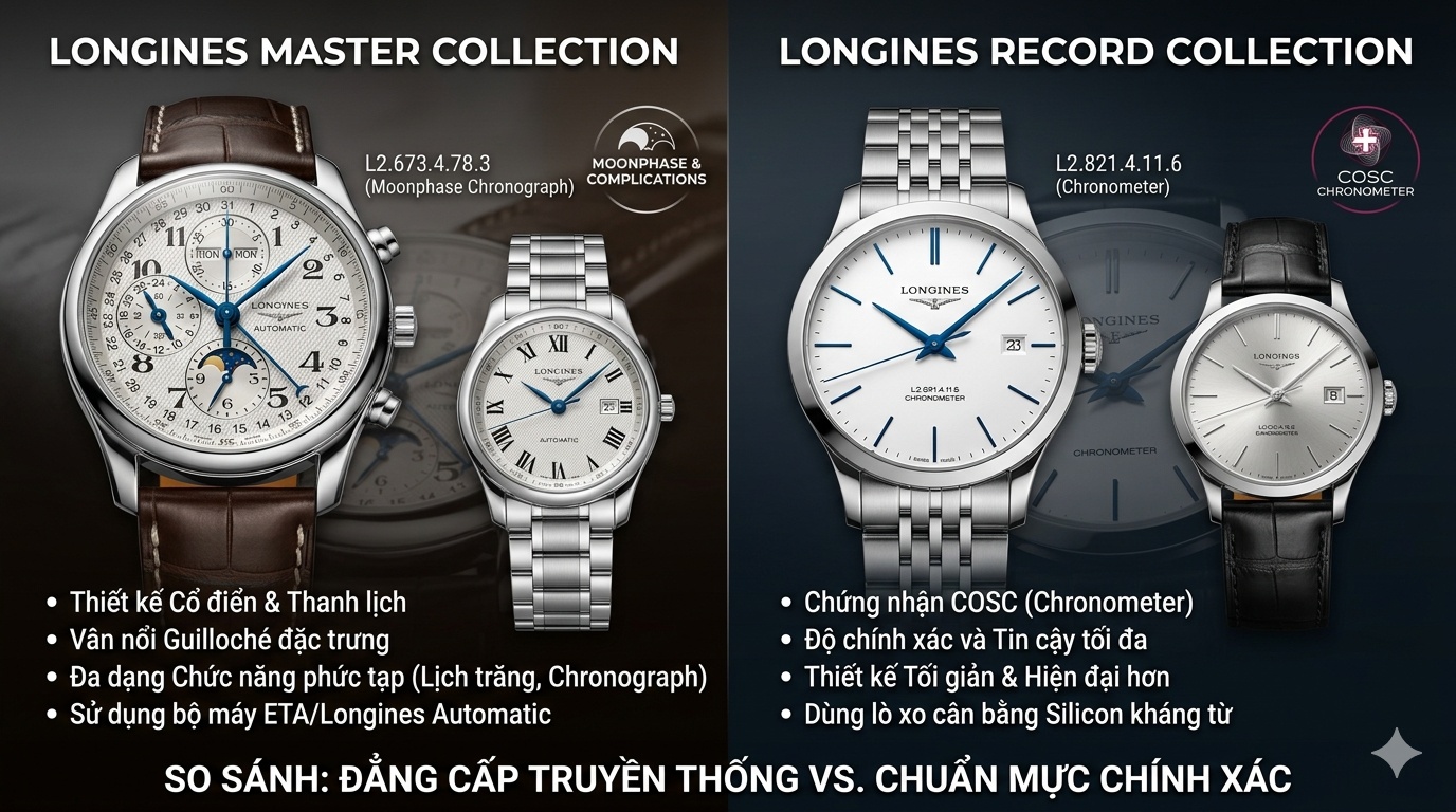 So sánh Longines Record và Longines Master: Lựa chọn tối ưu cho bạn