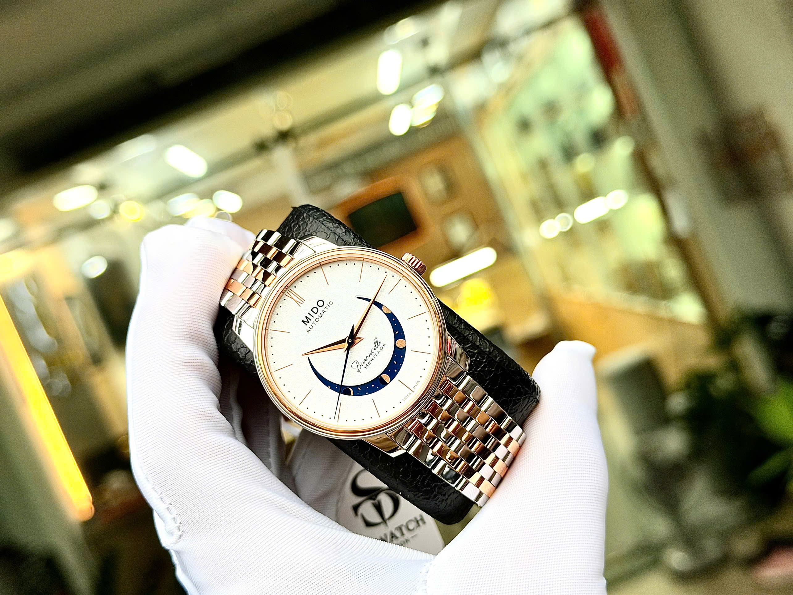 Đồng Hồ Nam Mido Baroncelli Smiling Moon Gent Watch M0274072201001 Màu Vàng Hồng 5