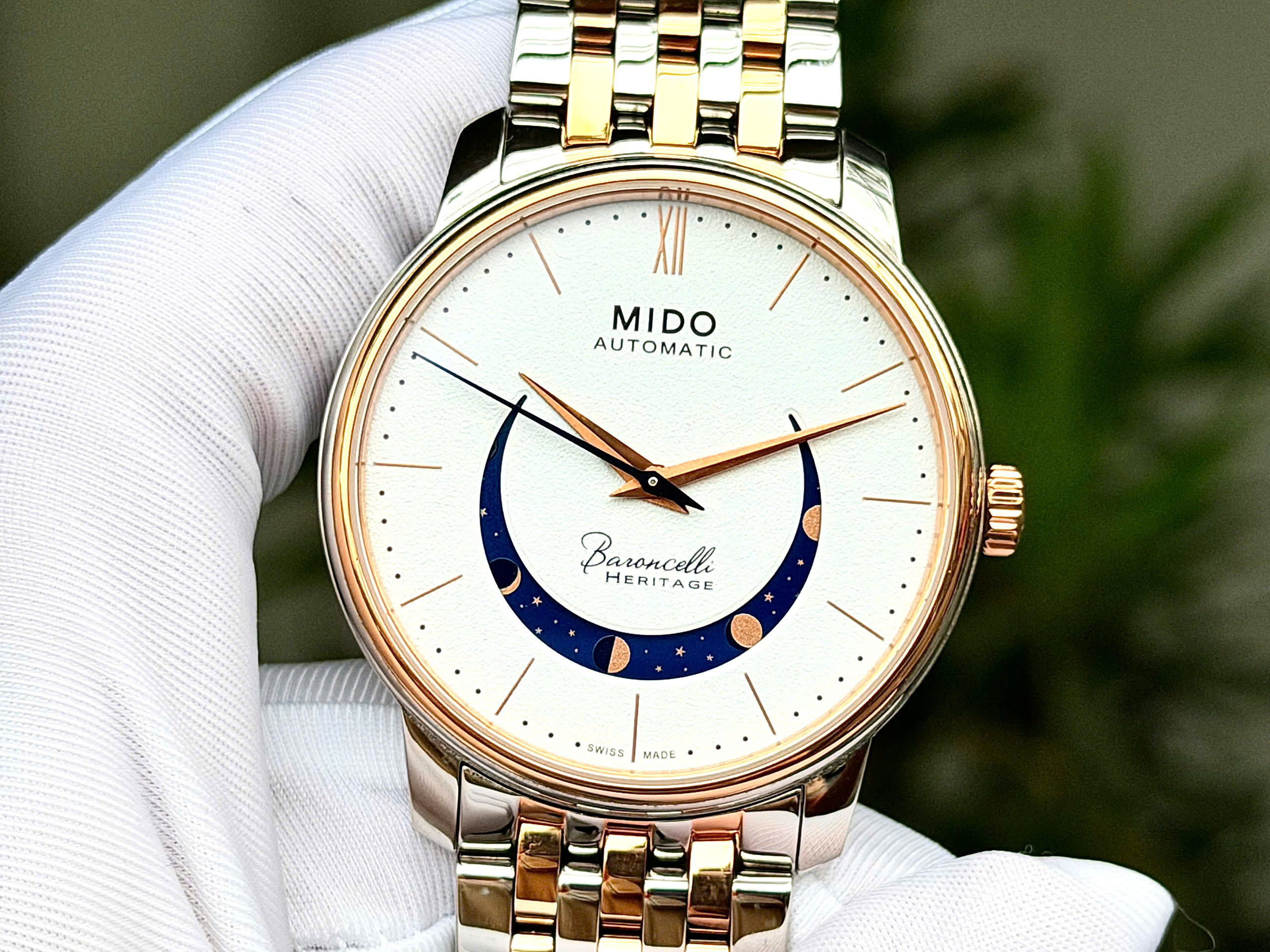 Đồng Hồ Nam Mido Baroncelli Smiling Moon Gent Watch M0274072201001 Màu Vàng Hồng 6